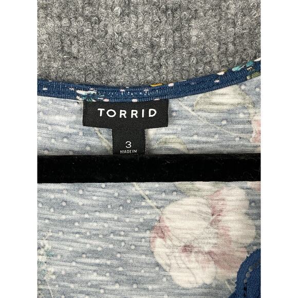 Torrid Boho Cottage Peasant Prairie Lace Empire Floral Women's Top Sz 3 - Picture 2 of 10